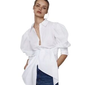 NWT Zara white poplin shirt size small